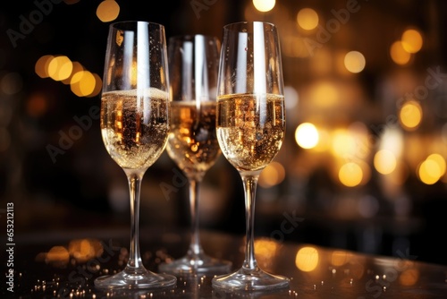 champagne glasses filled with bubbly liquid, close-up