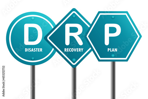 Road sign with DRP - Disaster Recovery Plan word