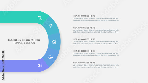 Circular Layout Round Infographic Design Template with Five Options