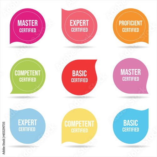 Collection of certified badge colorful vector template 