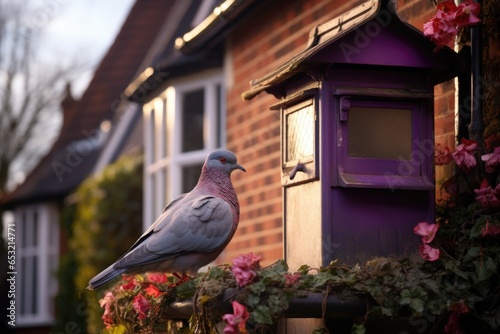 a homing pigeon perched on a postbox