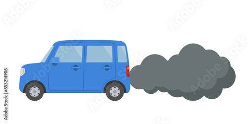 排気ガスを排出する車_ベクターイラスト