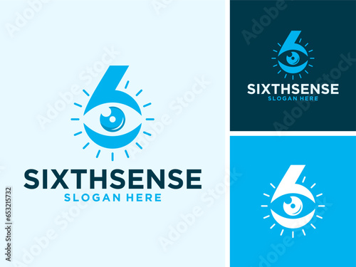 Vector number six eyes sixth sense minimalist logo