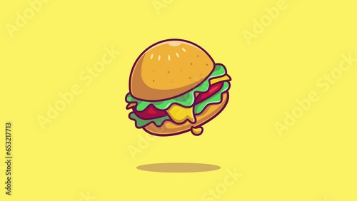 Burger, cheese hamburger flat cartoon animation design element 4k background photo