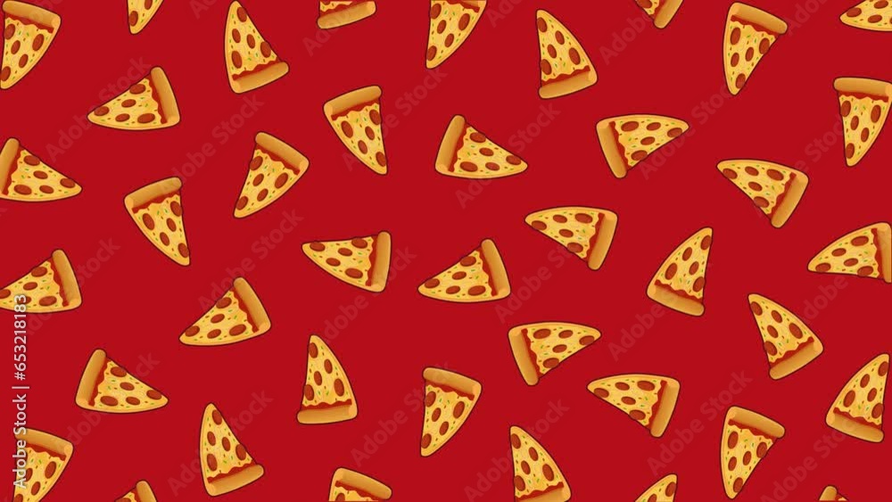 slices of pizza moving cartoon animation background loop 4k vector illustration advertising backdrop design elements