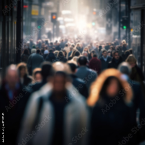 Blurred crowd walking on the street