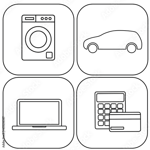 Set of electronics icons logos symbol panel category for website internet order interior for home vector illustration