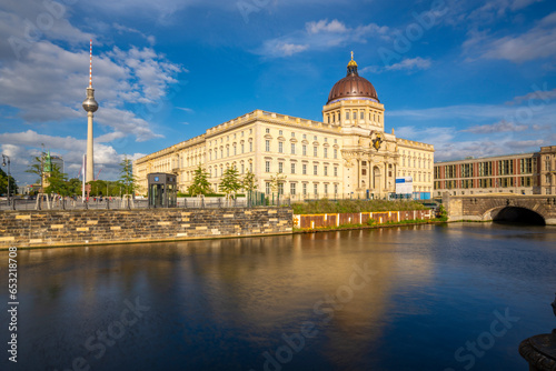 View of Berliner Fernsehturm, Berliner Schloss and Spree river, Museum Island, Mitte, Berlin photo