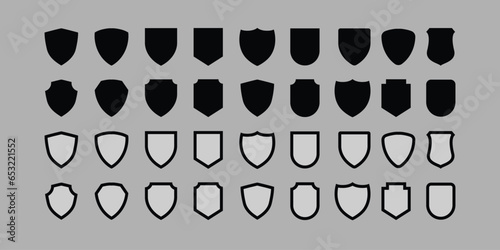 set of shield in flat style. Protect shield security line icons. Badge quality symbol, sign, logo or emblem. Vector illustration