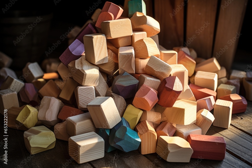 pile of wooden blocks ready to be transformed into toys