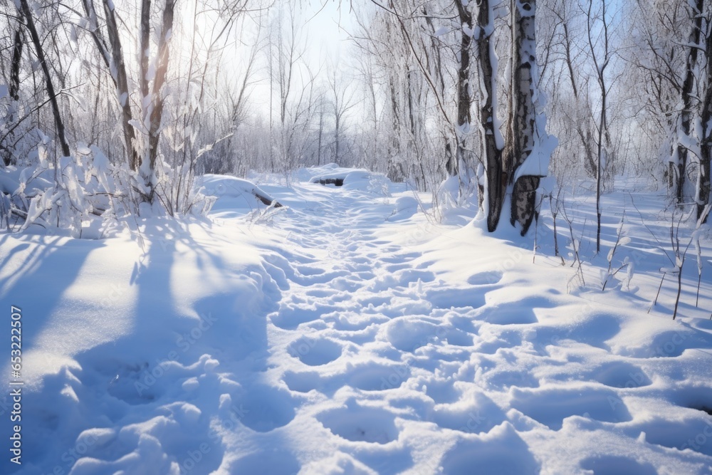 small footprints in the fresh, untouched snow
