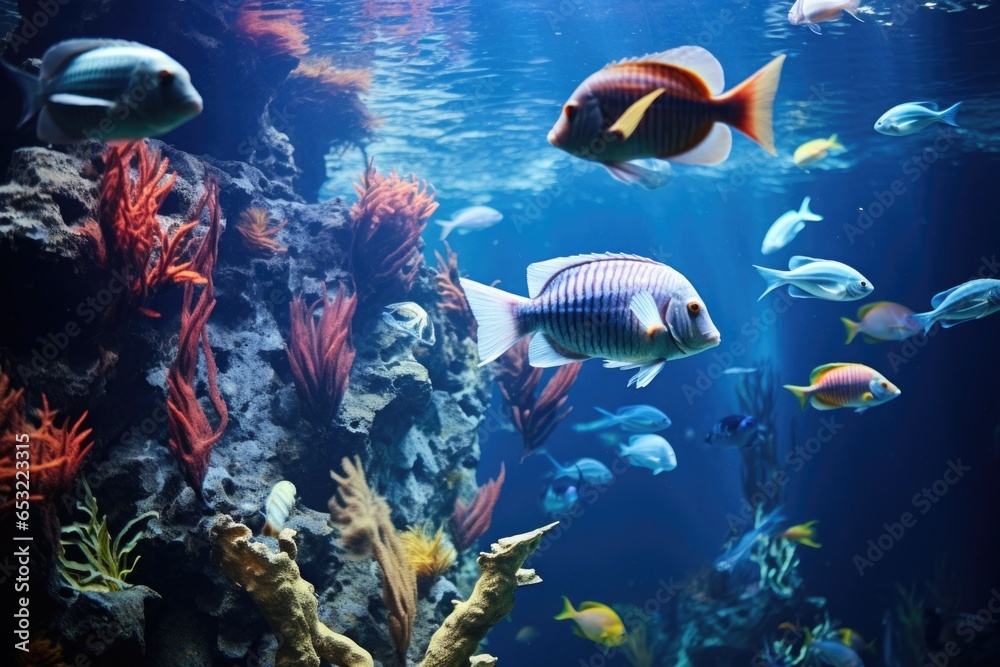 Fototapeta premium exotic fish swimming in a large tank