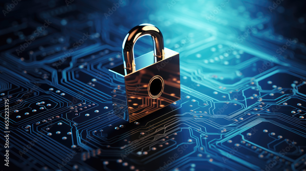 Secure connection or cybersecurity service concept of compute ...