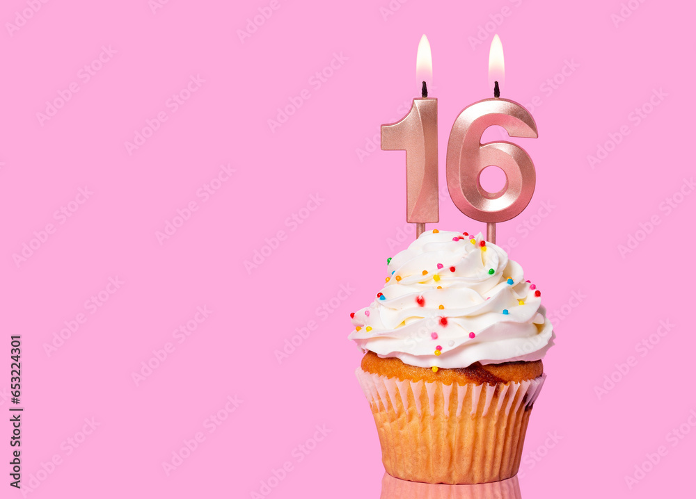 Birthday Cake With Candle Number 16