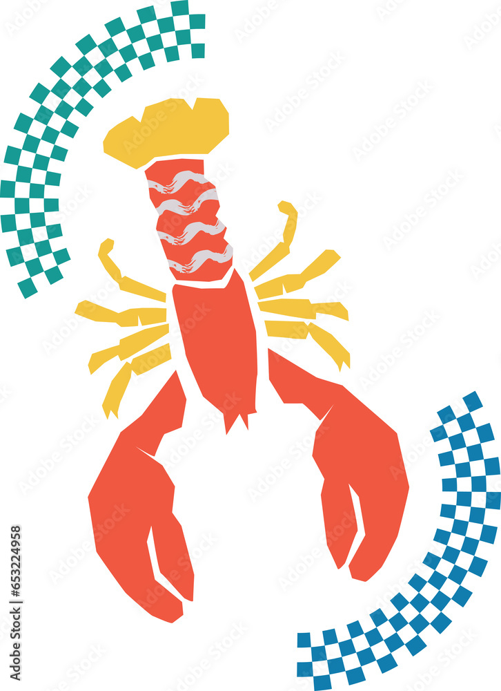 Obraz premium Lobster Summer element with checkered