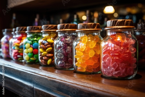 assorted candies in glass jars at a family-run sweet shop