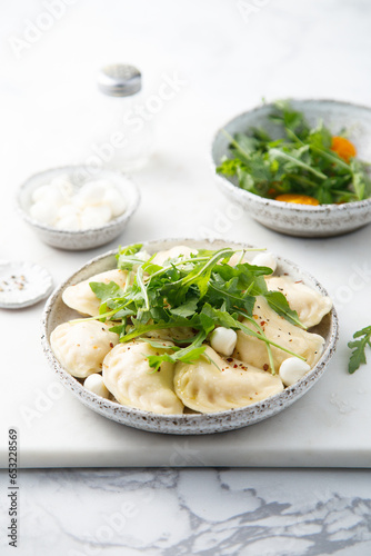 Homemade dumplings with cheese