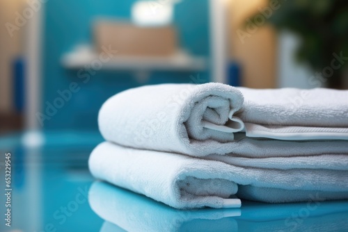 clean, fluffy towels by a hydrotherapy pool