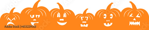 Decoration bar with smiling Halloween jack o lantern on transparent background vector