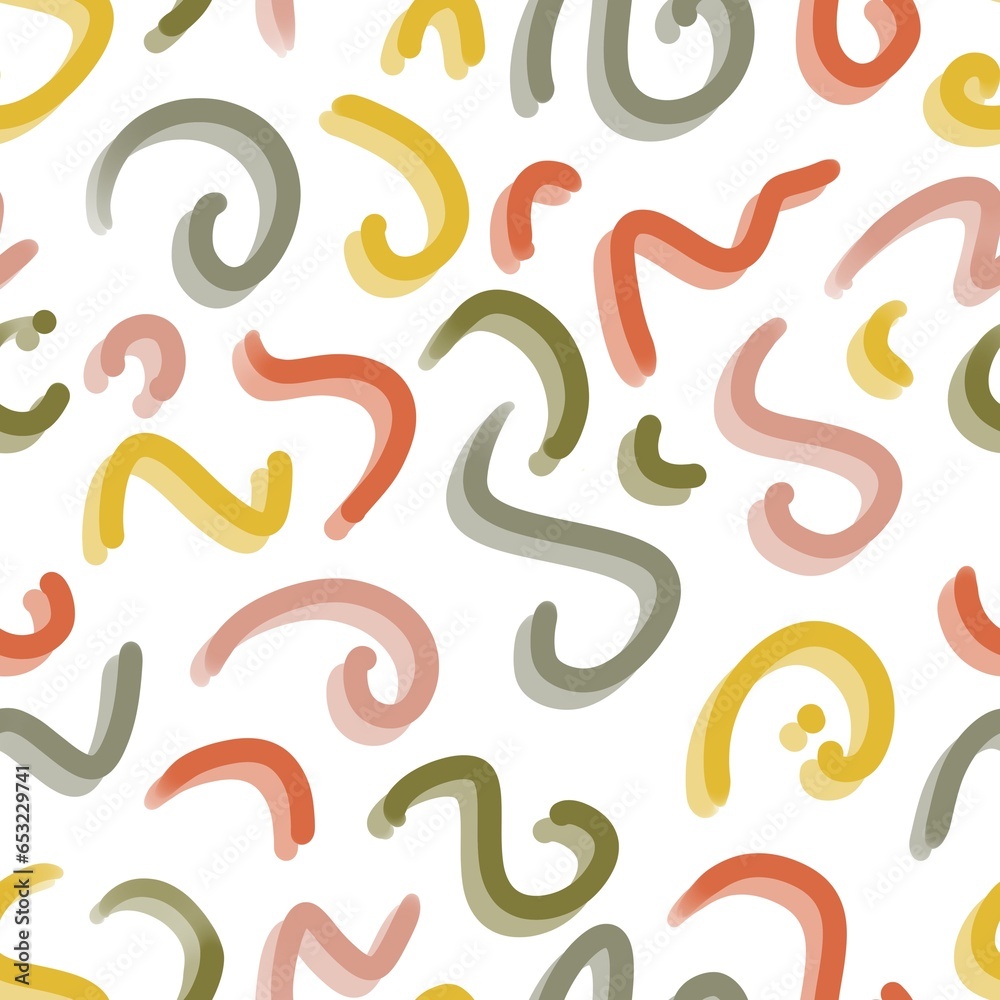 Boho Abstract Organic Doodles Seamless Pattern