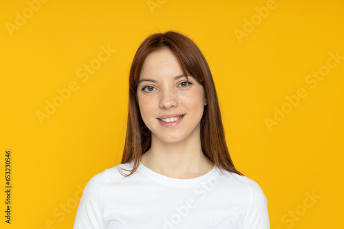 Attractive young girl in a white T-shirt
