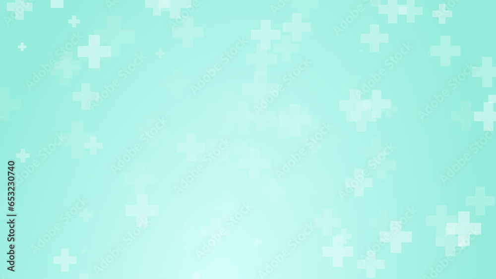 Abstract white blue green colors cross pattern healthcare background.