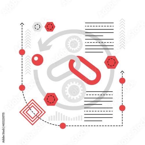 Seo chain link building. Search engine optimization strategy, digital marketing graphic icon illustration