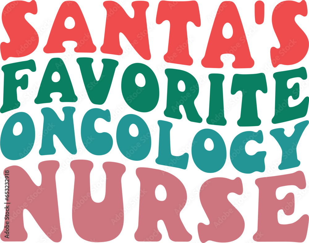Santa's Favorite Oncology Nurse Retro Christmas Nurse Gift T-shirt Design