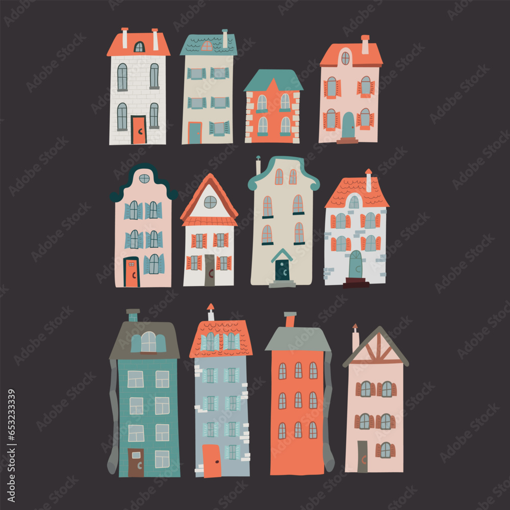 A set of cute colored houses