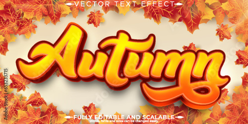 Autumn text effect, editable season and leaf text style