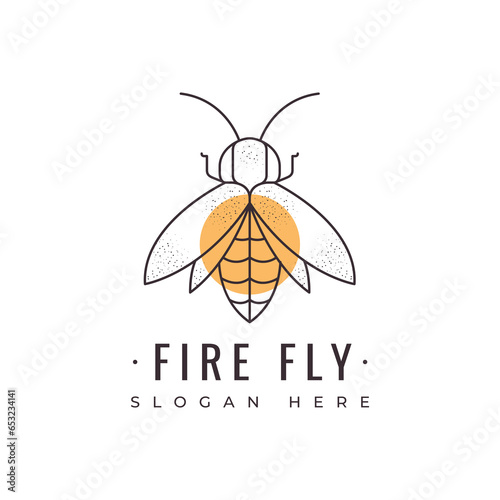 firefly animal minimal willdlife beauty latern yellow light nature forest logo design vector graphic illustration