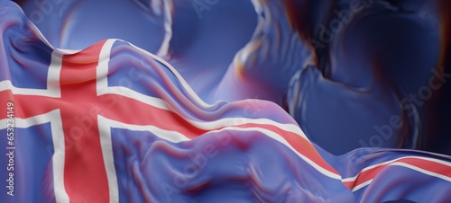 Abstract Iceland Flag 3D Render Background (3D Artwork)