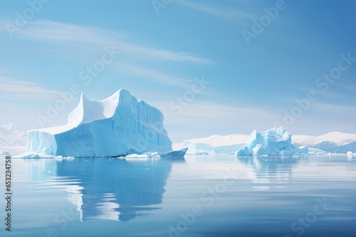 big iceberg in cold winter landscape on sunny day