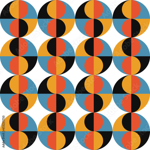 Wallpaper Mural Geometric abstract vector seamless pattern with circles, rectangles and squares in retro Bauhaus style. Pastel colored simple shapes graphic background. Torontodigital.ca