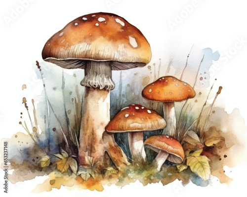 watercolor mushrooms on a white background