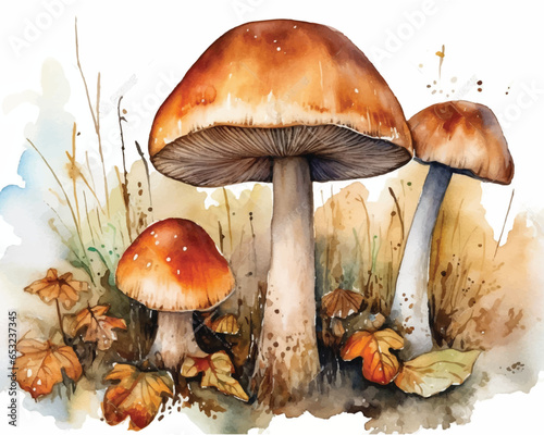 watercolor mushrooms on a white background