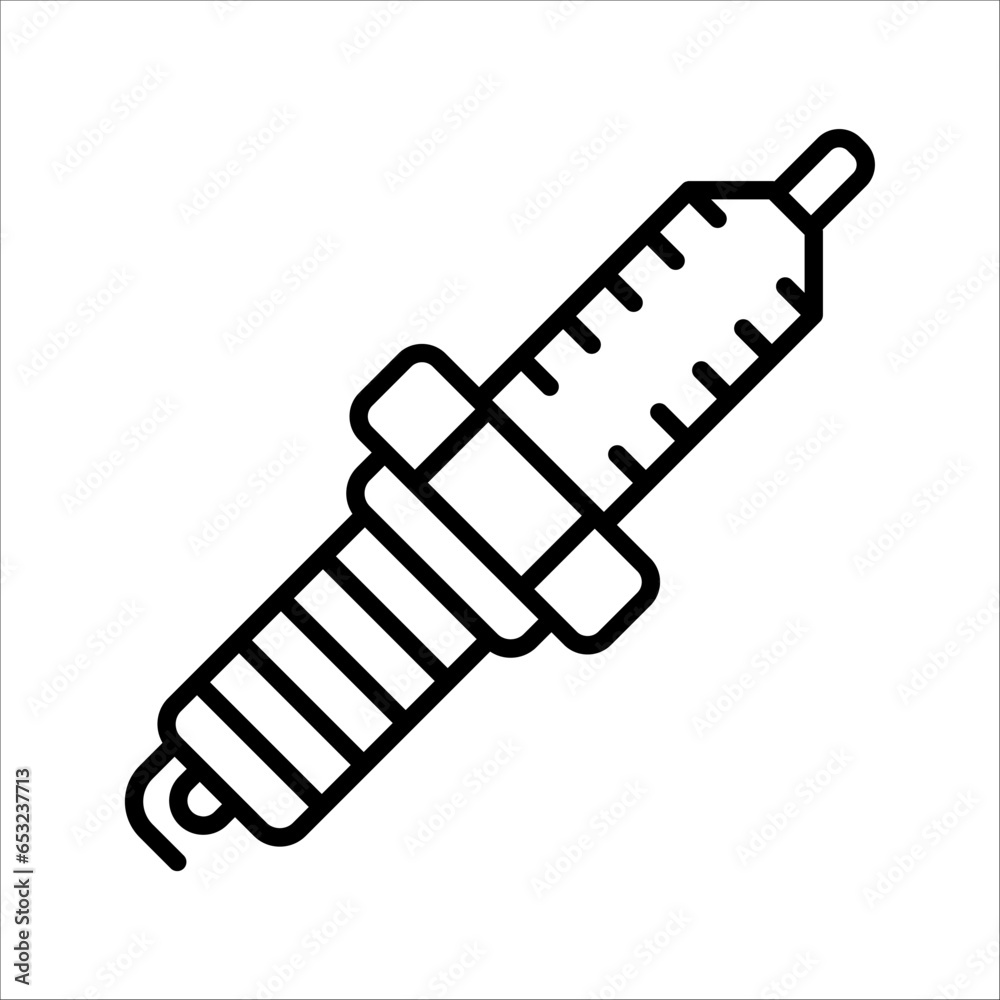 Car service: replacing spark plugs. Thin line icon. Pixel perfect, editable stroke. vector illustration on white background