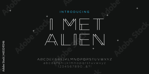 an abstract, modern, minimalist futuristic alphabet font with a scifi theme in vector