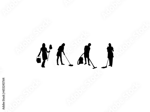 Cleaning Lady Silhouettes Vector