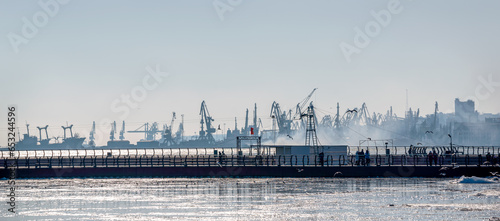 smoke after the explosion in the sea in Ukraine