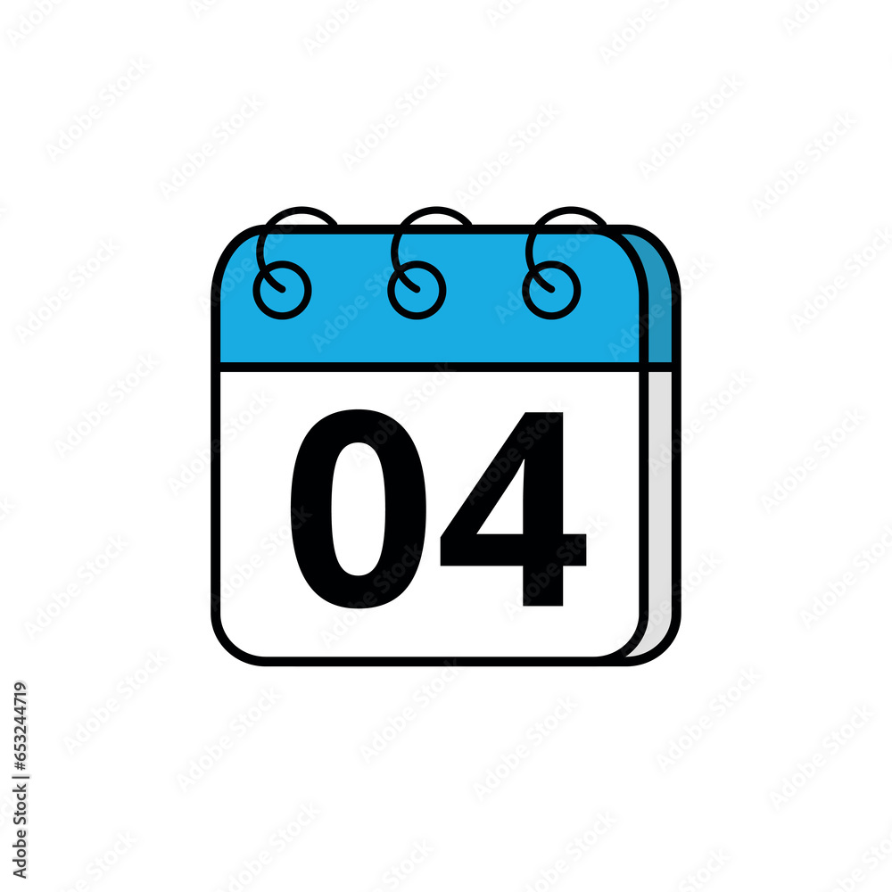 Blue calendar icon for blogs, websites and graphic resources. Calendar icon with specific day marked, day 04. Blue calendar icon for blogs, websites and graphic resources. Calendar icon with specific day marked, day 04.