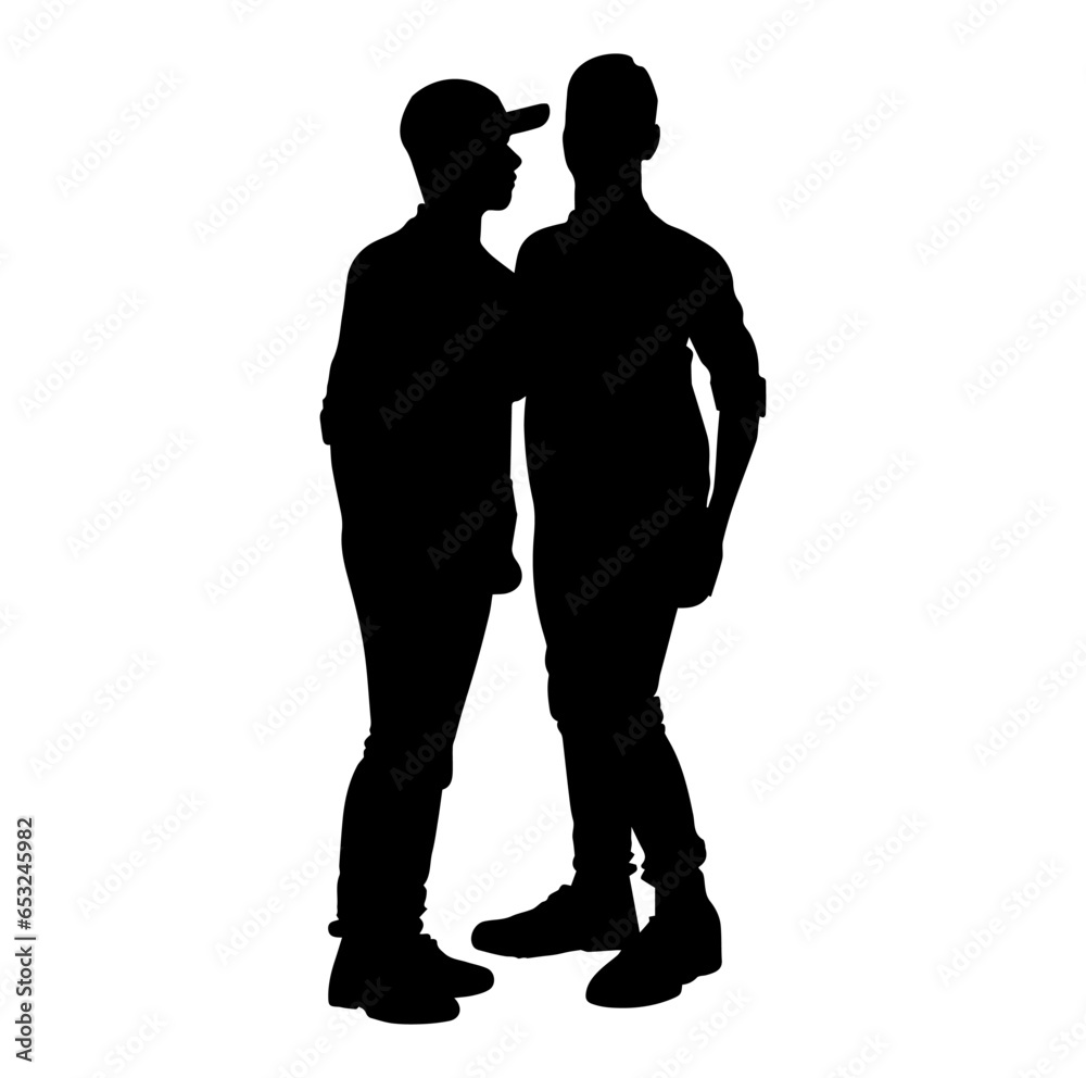 Vector illustration. Silhouettes of men. Partners.