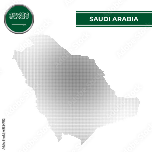 Dotted map of Saudi Arabia with circular flag