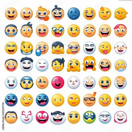 Set of facebook emoji on a white background b, generative ai