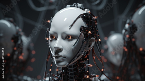biorobot futuristic cyborgs on background