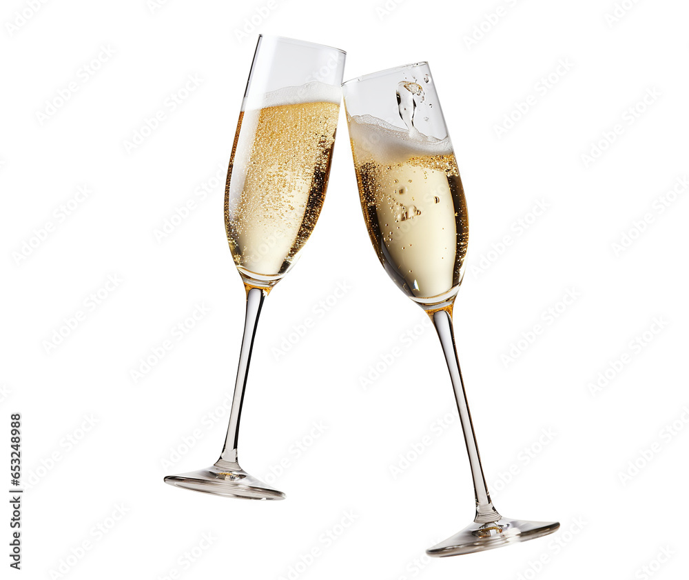 two glasses of champagne - obrazy, fototapety, plakaty 