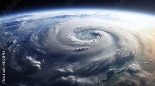 detailed photo from space of cyclone on earth atmosphere