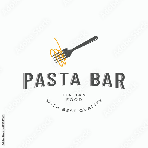 Italian spaghetti logo template design with fork and pasta. Logo for restaurant, business and culinary.