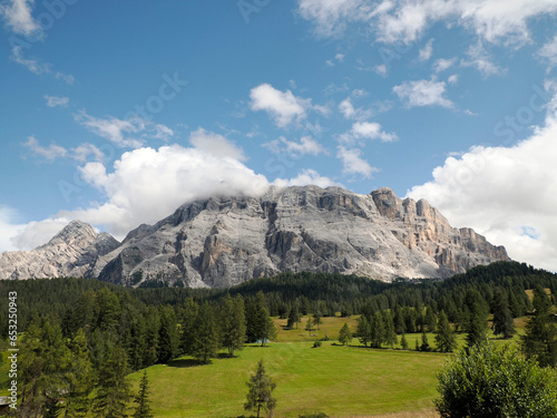 monte croce cross mountain in dolomites badia valley panorama landscape © Izanbar photos