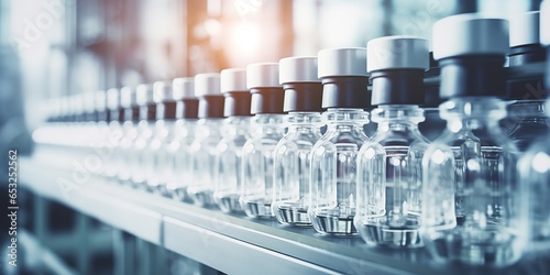 A pharmaceutical equipment being used to produce pharmaceutical glass bottles, Generative AI. photo